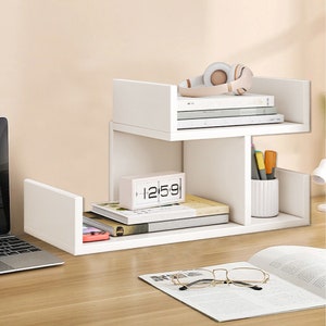 2 layer Portable Book Wooden Storage Shelf Desk Organizer - Temu