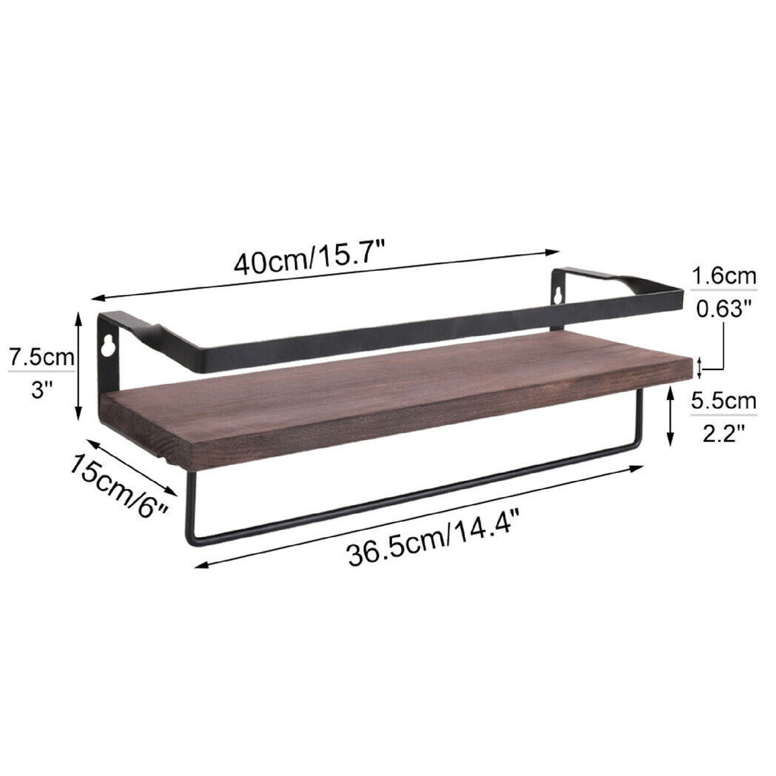 Floating Shelf With Railing 2x Floating Shelves-wall Mounted Shelf Rustic Shelf Wall Shelf Metal ...
