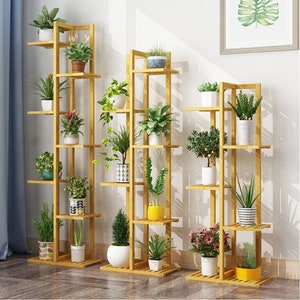 6/ 7 Tier Wooden Plant Stand Flower Rack Ladder Display Rack Tall Decorative Corner Shelf Storage Cabinet Shelving Unit for Book Plant Frame