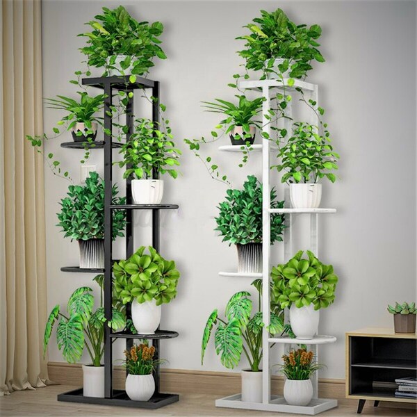 Metal Plant Stand- 6 Tier Metal Plant Storage- Flower Rack Indoor Decor- Tall Decorative Display Stand for Plant Pots, Books, Shelving Unit.
