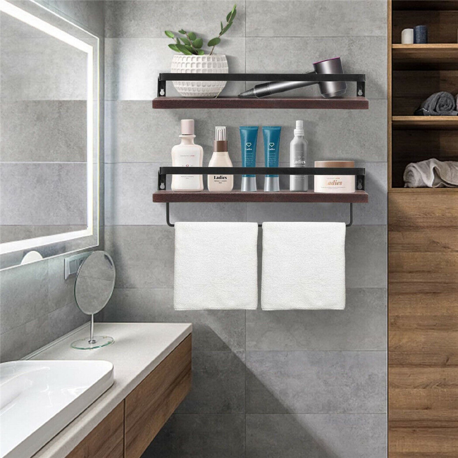 Floating Shelf With Railing 2x Floating Shelves-wall Mounted Shelf Rustic Shelf Wall Shelf Metal ...