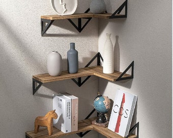 3x Floating Shelves-Wall Mounted Shelf- Rustic Shelf- Wall Shelves- Floating Shelf- Display Shelf- Corner Shelf for Kitchen, Bed, Bathroom
