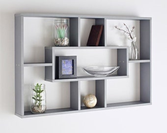 Multi-Compartment Stylish Floating Shelf- Attractive Space Saving Shelving Unit for Home Decor- Display Shelf for Book, Plant, Showpieces