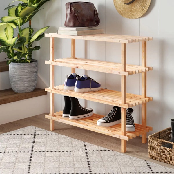 Shoe Rack- 2/ 3/ 4 Wooden Shoe Rack Tier Footwear Unit- slipper rack Entryway shelf Shelving Unit shoe storage shoe shelf shoe organizer