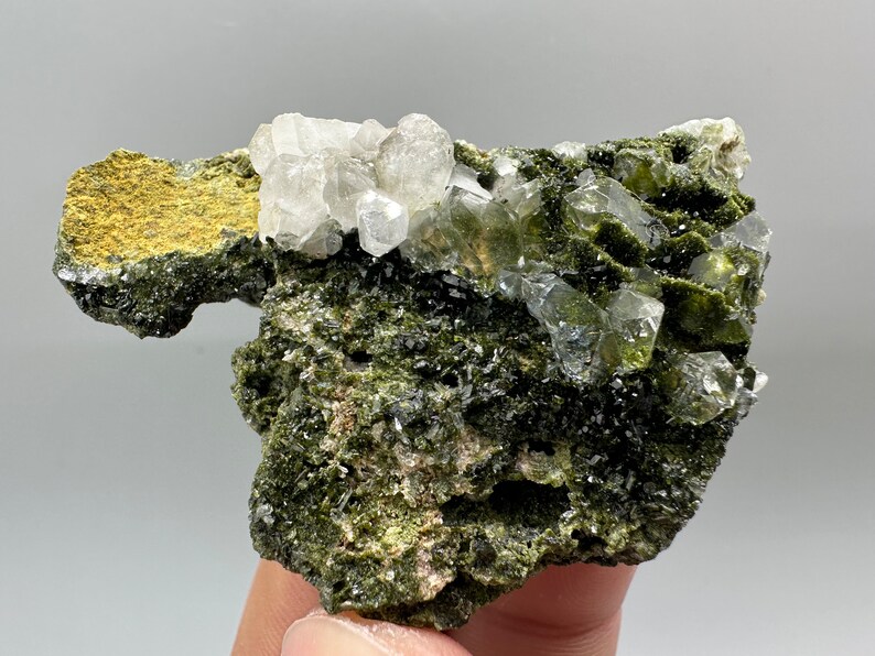Rare Green Epidote With Quartz Crystals, Eastern Anatolian Mineral ...