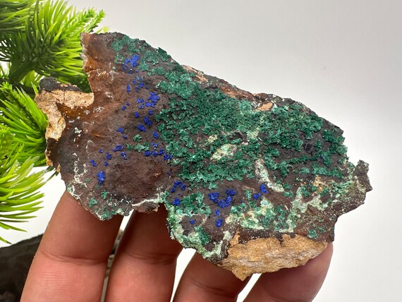 モロッコ産マラカイト・アズライト鉱物標本：緑と青の結晶 - Etsy 日本