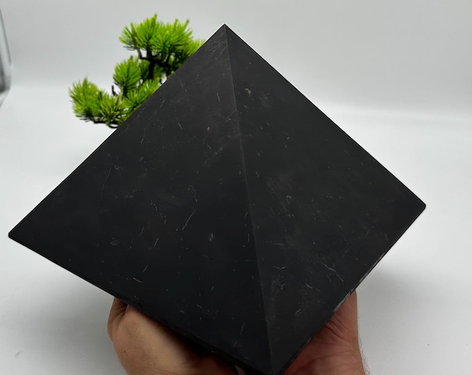 Featured listing image: Large Shungite Pyramid (25cm): EMF & 5G Protection, Healing Crystal