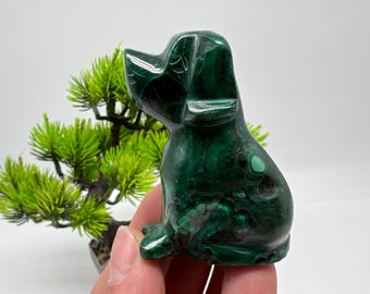 マラカイトの象の置物：ヴィンテージ天然石アートオブジェ - Etsy 日本