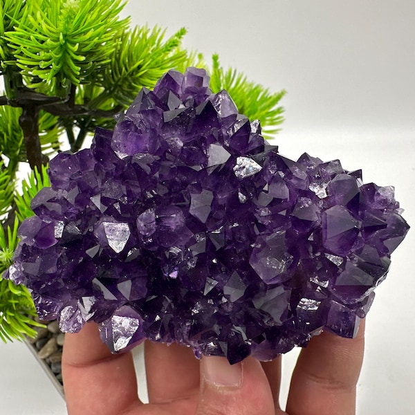 Uruguay Amethyst Cluster: Natural Purple Quartz Crystal, Home Decor