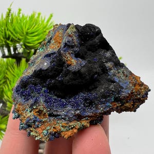 LARGE Crystallized Azurite-Kerrouchen,Morocco-Blue Azurite Specimen-High Quality Blue Azurite-Azurite Mineral Specimen,lustrous of Azurite