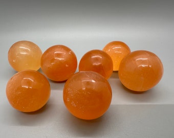 Orange Selenite Crystal Ball: Meditation & Healing Decor (30/50gr)