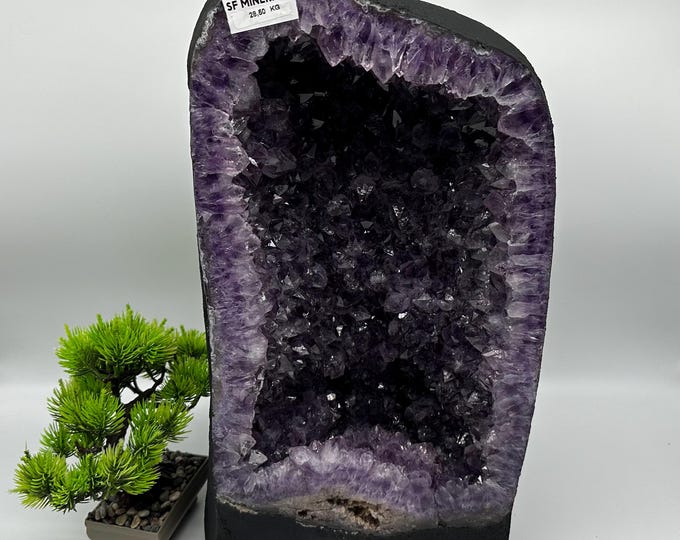 Featured listing image: Natural Amethyst Geode Crystal Quartz Cluster Home Decoration | Dream Specimen Energy Healing Thunder Egg Gift | VERY LARGE Amethyst Cluster