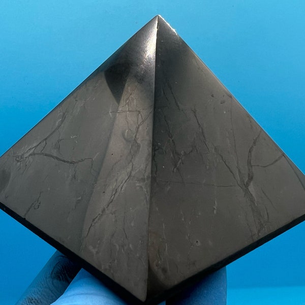 Shungite Pyramid 7cm.Shungite Crystal Pyramid,Healing Crystal,Highly Energetic Metaphysical,EMF Protection,Polished Pyramid,5G Protection