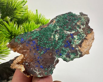 Moroccan Malachite Azurite Mineral Specimen: Green & Blue Crystals