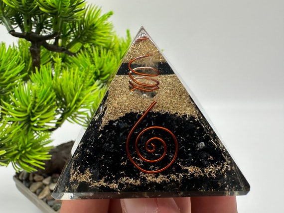 Black Tourmaline Orgonite Pyramid: Handmade Chakra Healing Energy