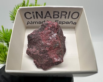 Muestra de cristal de cinabrio rojo, Minas de Almadén, España, Piedra en bruto