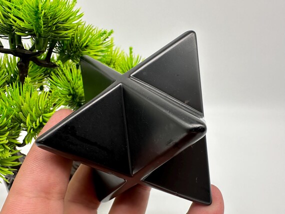Polished Shungite Merkaba Star: EMF Protection Crystal