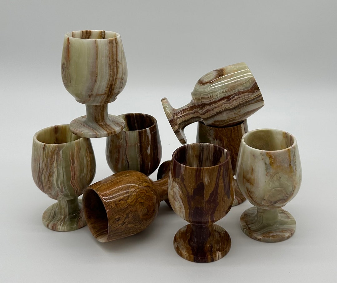 Onyx Wine Bottle And Glass Set - 1 Jug And 6 Goblets,hand - View #3