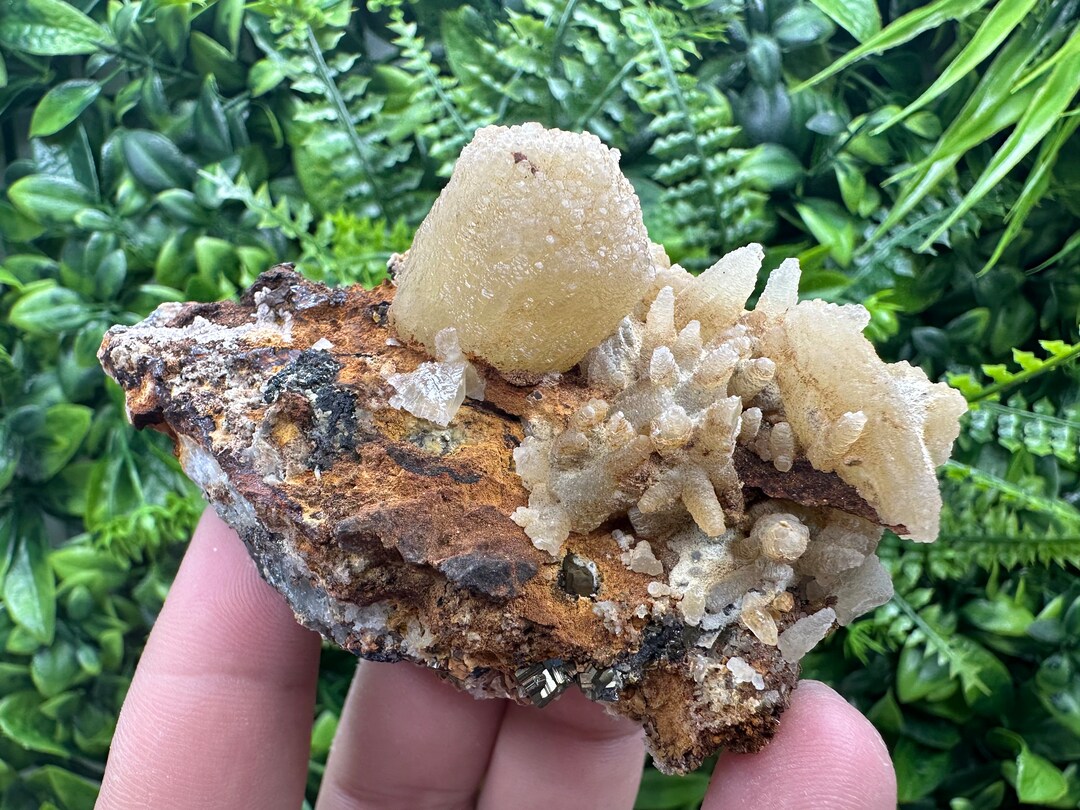 Yellow Calcite on Matrix, Natural Bulgarian Mineral Specimen - Etsy