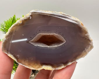 ブルーアゲート ドゥルージージオード：天然水晶（10/6/6 cm） - Etsy 日本