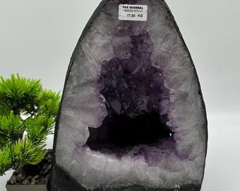 Large Amethyst Geode Crystal – Brazilian Purple Quartz Mineral Specimen Home Decor