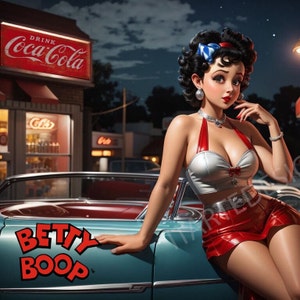 Betty Boop Svg 50s Style 3D Cartoon Betty Boop Png Editable on Canva Betty Boop Tumbler Wrap Betty Boop Wrap