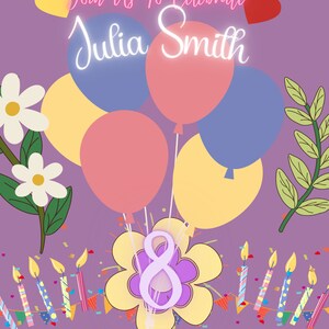 Editable Birthday Invitation Purple Balloons Join Us Party Invitation Template Instant Download 3