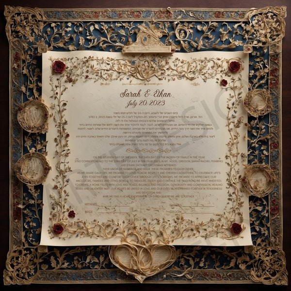 Ancient Ketubah Traditional And Editable in Medieval parchment old style A Png Instant Download File