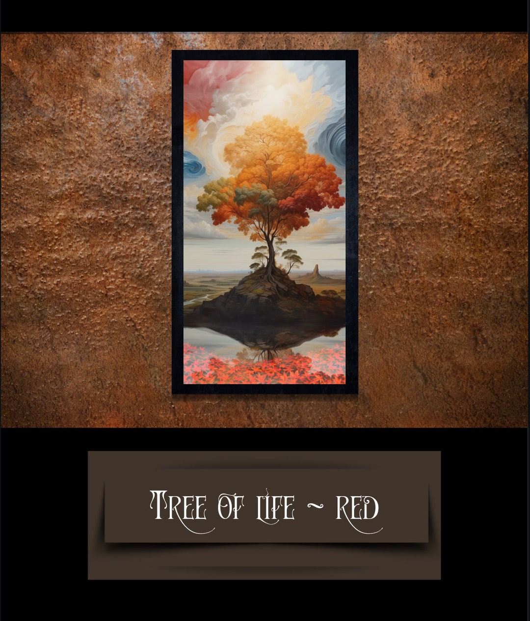 24x48 Poster 24x48 Canvas 24x48 Wall Art Printable Vintage Wall Art Living Room Tree of Life Red