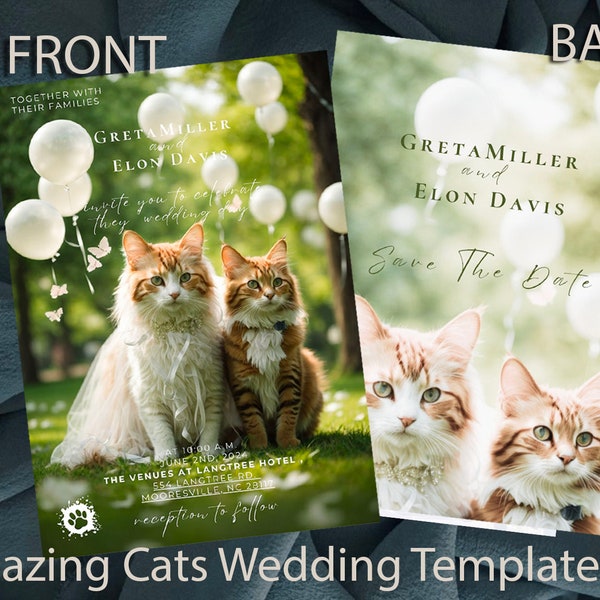 Different Wedding Invitation Card Cats Wedding Invitation Template Wedding Invitation & Paper Wedding Invitation RSVP Wedding