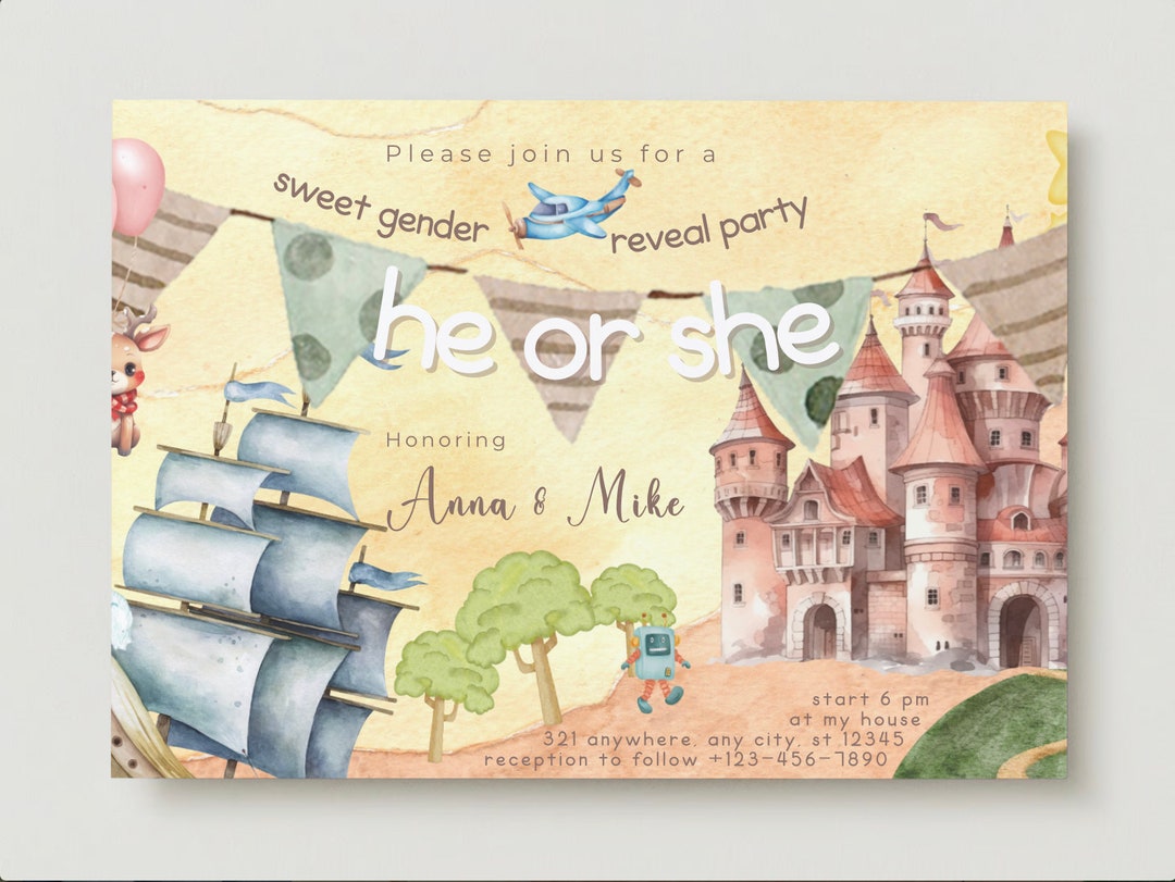 Gender Reveal Party Invitation Card Cutie Gender Reveal Invite Etsy