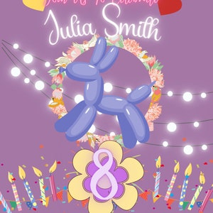 Birthday Invitation Editable Purple Balloons Invitation Template A6 Instant Download 11