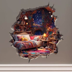 Cozy Mouse Magic Hole Wall Decal Sticker Removable Wall Decoration Awesome Gift Idea Baseboard Wall Sticker Decal