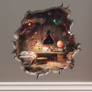 Mouse Magic Hole Wall Decal Sticker Removable Wall Decoration Awesome Gift Idea Baseboard Wall Sticker Decal Cozy Mouse House