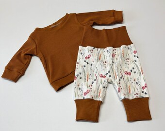 Baby Set Langarm-Shirt & Baby-Hose, Babykleidung, Erstausstattung Mädchen, Babyset handgemacht, Geschenk Geburt