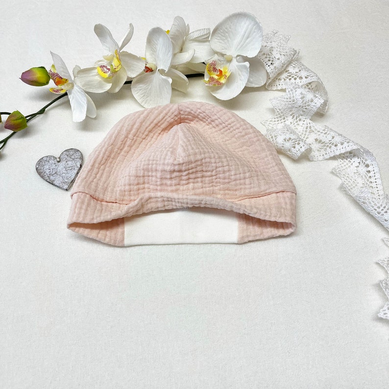 Baby Beanie Musselin Bio, Sommerbeanie, Sommermütze, viele Größen & Farben, Babymütze Handgefertigt creme