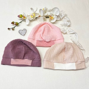 Baby Beanie Musselin Bio, Sommerbeanie, Sommermütze, viele Größen & Farben, Babymütze Handgefertigt Bild 8