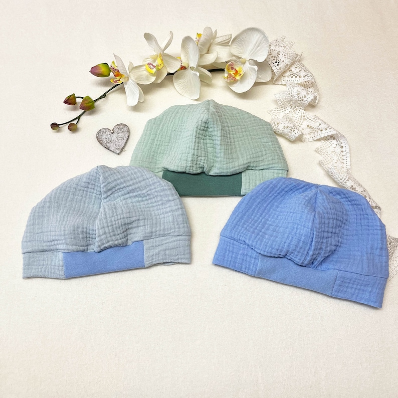 Baby Beanie Muslin Organic, Summer Beanie, Summer Hat, Many Sizes & Colors, Baby Hat Handmade image 9