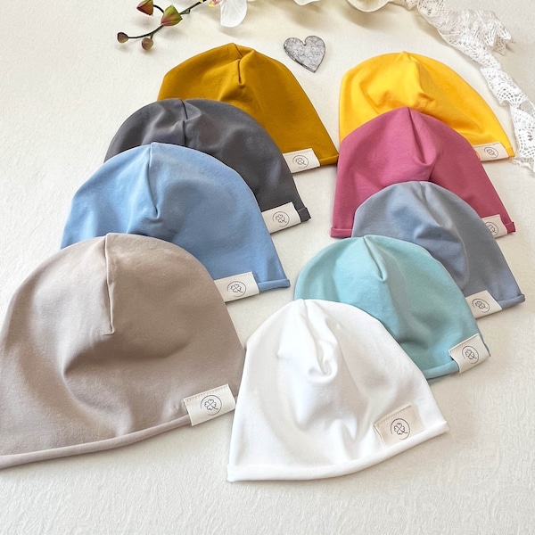 Baby Beanie Sommer, einlagig mit Rollkante, Sommermütze, Frühchen Mütze, viele Größen, handgefertigt, Erstausstattung, Baby Geschenk Geburt