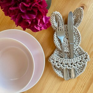 Easter Bunny Crochet Pattern PDF Easter Handmade Cutlery Holder Silverware Holder Crochet image 7