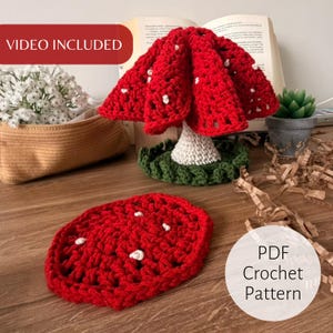 Mushroom Coaster Set Crochet Pattern: 8 Coasters Transform Into 1 Mushroom