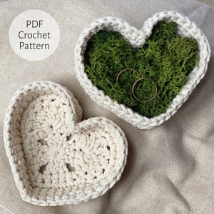 Crochet Heart Basket PDF Pattern | Handmade Valentine's Day Gift | Crochet Heart Shaped Box Pattern
