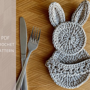 Patron de lapin de Pâques au crochet PDF | Porte-couverts fait main de Pâques | Crochet pour couverts