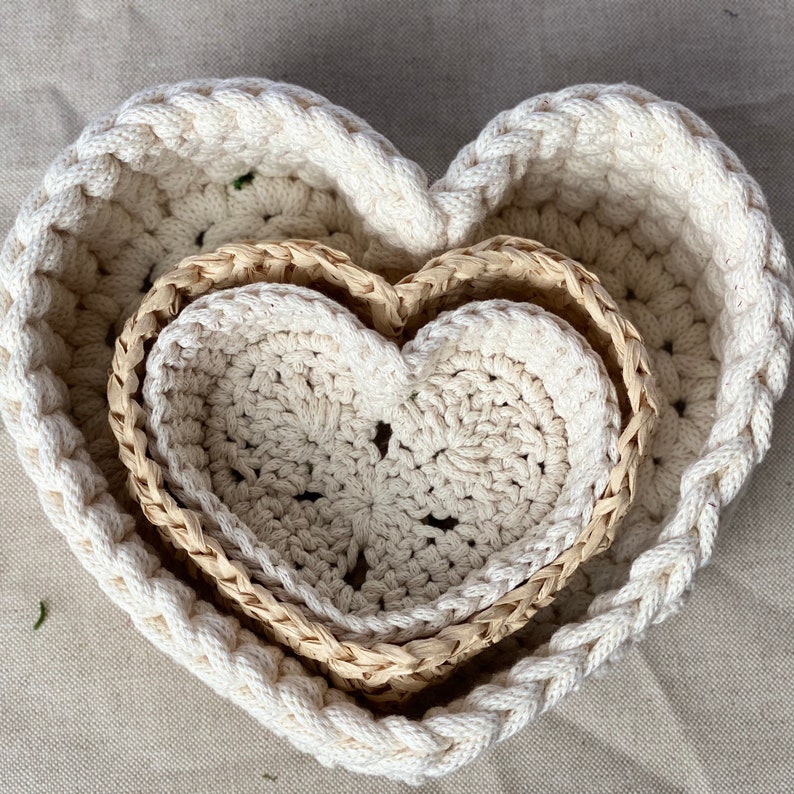 Crochet Heart Basket PDF Pattern Handmade Valentine's Etsy