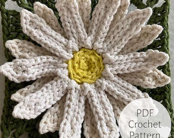 Daisy Flower Granny Square Crochet Pattern (PDF Pattern)