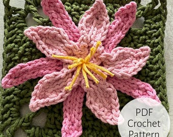 Grewia Flower Crochet Pattern Granny Square - Floral Elegance for DIY Crafts and Boho Decor