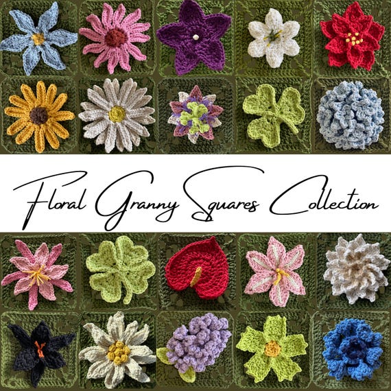 Floral Granny Squares Crochet Ebook: Unique Flowers Edition