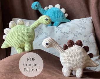 Patrón Amigurumi Dinosaurio / Dino Brontosaurio De Ganchillo