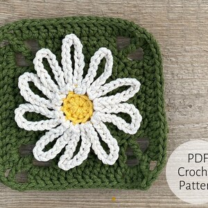 Crochet Daisy Granny Square || Floral Granny Square