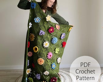 Floral Granny Square Crochet Pattern Ebook: 20 Flower Designs (PDF)